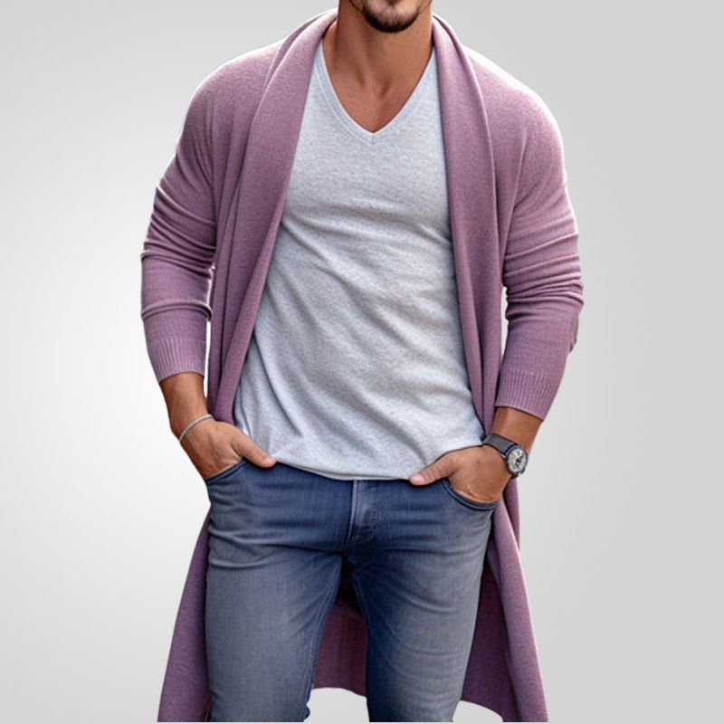 Europe and the United States spring and autumn thin knitwear men's loose long woolen coat