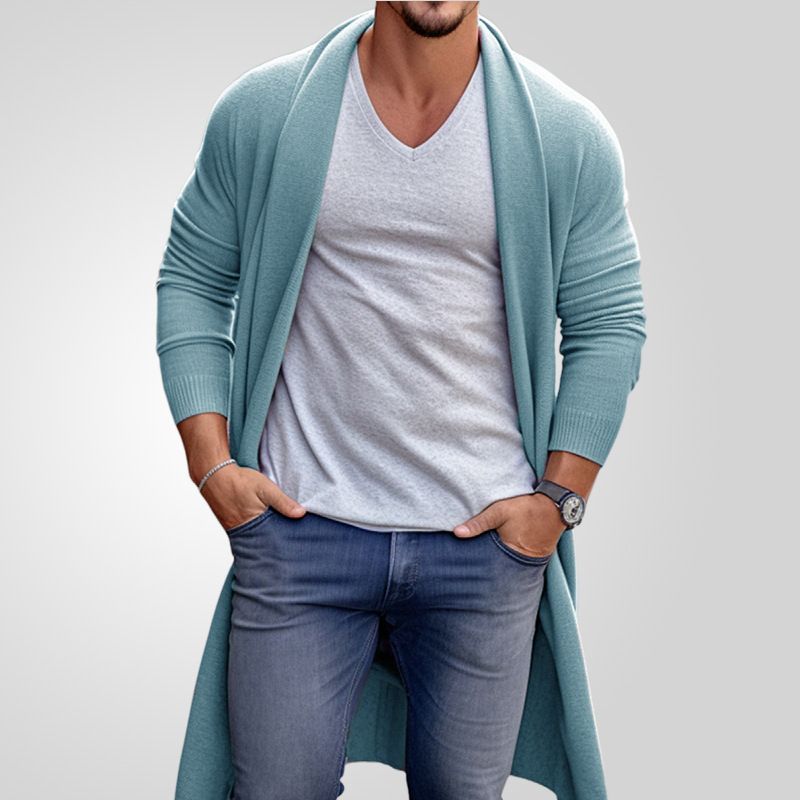 Europe and the United States spring and autumn thin knitwear men's loose long woolen coat