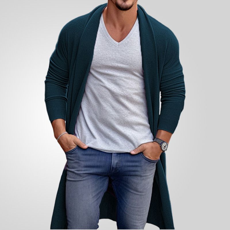 Europe and the United States spring and autumn thin knitwear men's loose long woolen coat