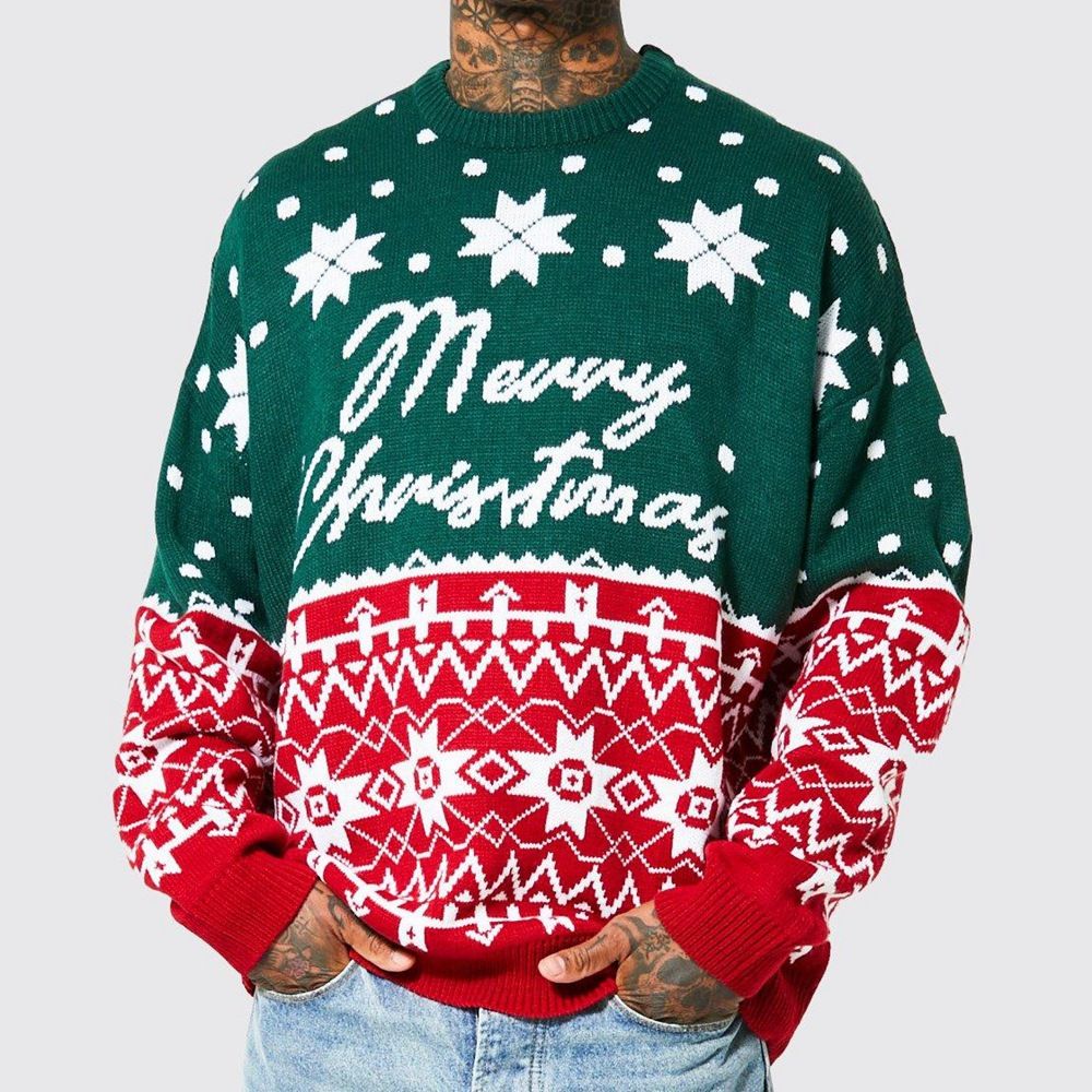 Pullover custom jumpers embroidered christmas sweater with led wholesalers lights men' s christmas sweater