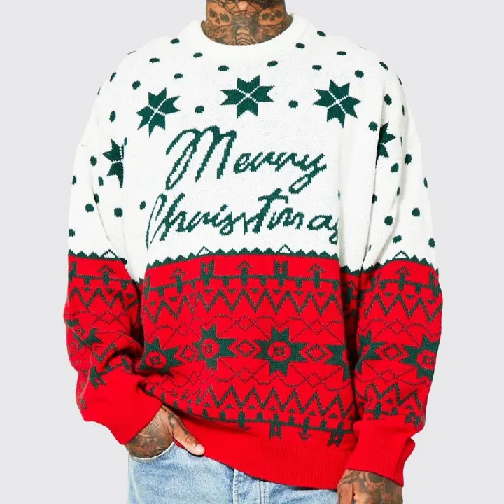 Pullover custom jumpers embroidered christmas sweater with led wholesalers lights men' s christmas sweater