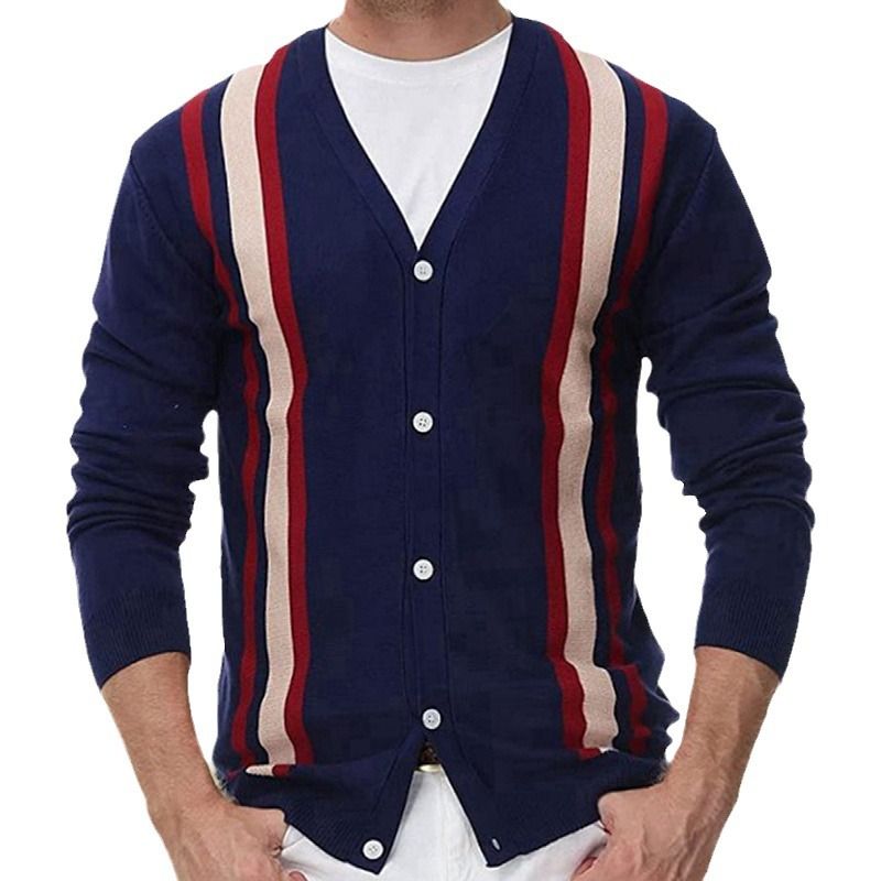 new European and American men's autumn knitted lapel long sleeve casual sweater cardigan Sweaters
