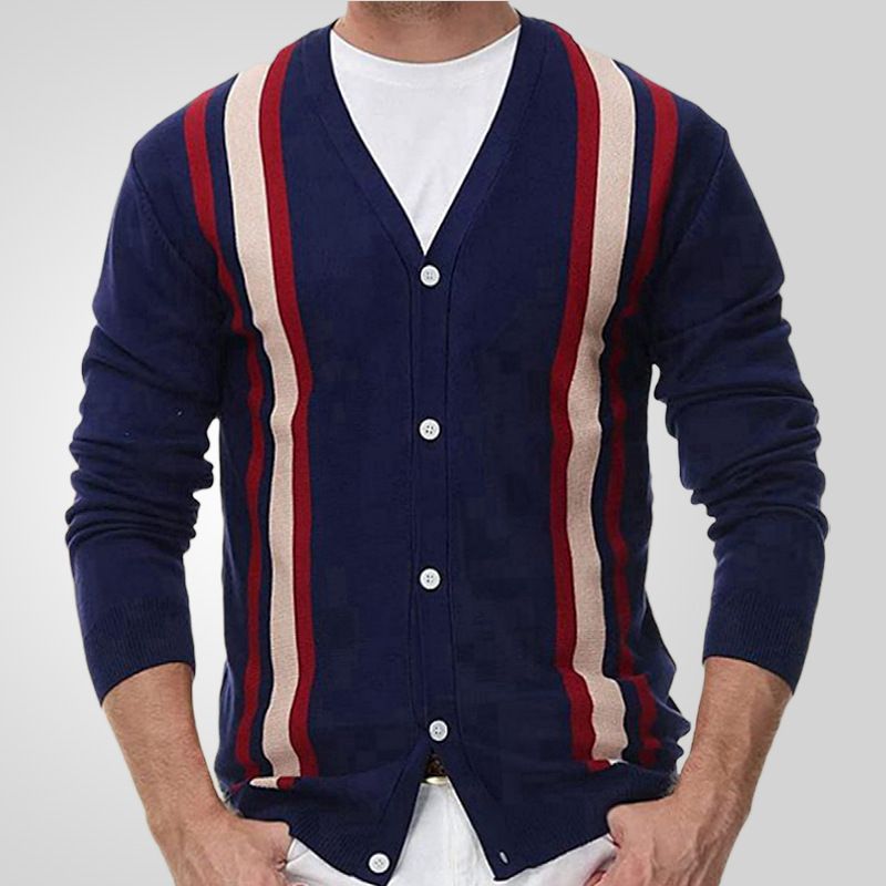 new European and American men's autumn knitted lapel long sleeve casual sweater cardigan Sweaters