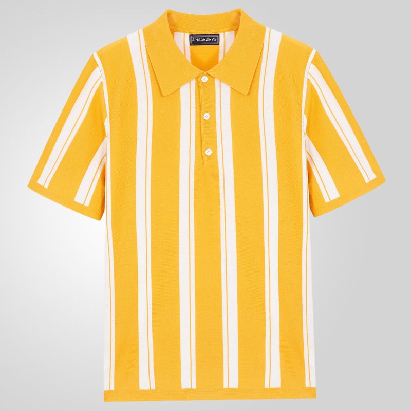 High Quality Short Sleeve Sweater Knit Polo Shirt Wholesale Original Stripe Camisa Masculina Polos Pour Hommes for Golf  T-Shirts