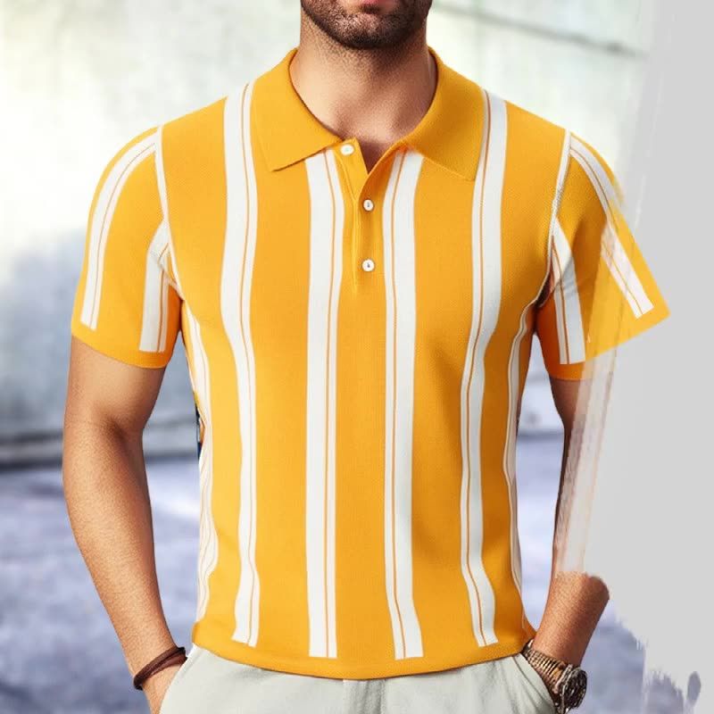 High Quality Short Sleeve Sweater Knit Polo Shirt Wholesale Original Stripe Camisa Masculina Polos Pour Hommes for Golf  T-Shirts