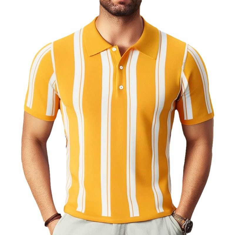 High Quality Short Sleeve Sweater Knit Polo Shirt Wholesale Original Stripe Camisa Masculina Polos Pour Hommes for Golf  T-Shirts