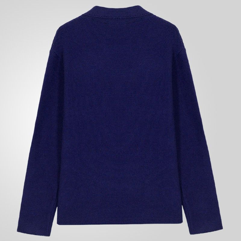 Men's solid color suit collar knitted sweater solid color winter style simple long sleeved woolen sweater jacket stock wholesale Coats