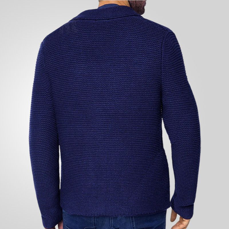 Men's solid color suit collar knitted sweater solid color winter style simple long sleeved woolen sweater jacket stock wholesale Coats