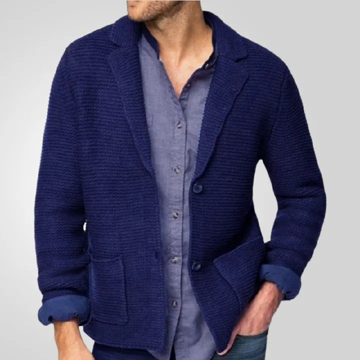 Men's solid color suit collar knitted sweater solid color winter style simple long sleeved woolen sweater jacket stock wholesale Coats