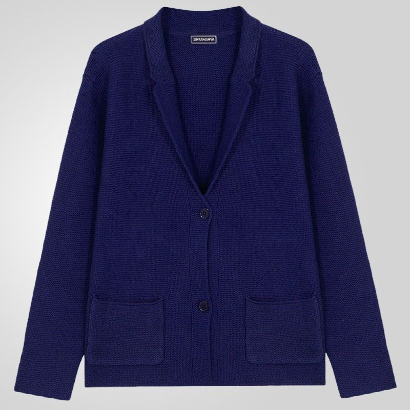 Men's solid color suit collar knitted sweater solid color winter style simple long sleeved woolen sweater jacket stock wholesale Coats