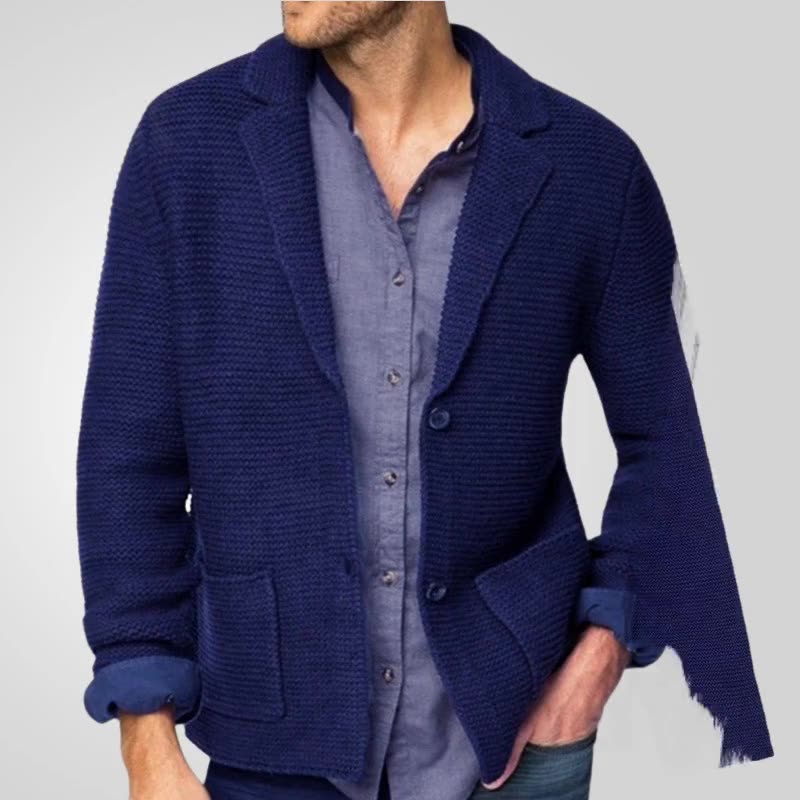 Men's solid color suit collar knitted sweater solid color winter style simple long sleeved woolen sweater jacket stock wholesale Coats
