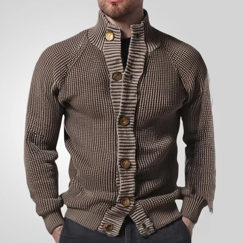 American winter sweater men's casual solid color stand up collar single breasted knitted sweater jacket in stock wholesale Sweaters