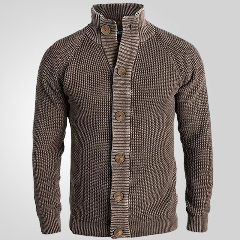 American winter sweater men's casual solid color stand up collar single breasted knitted sweater jacket in stock wholesale Sweaters