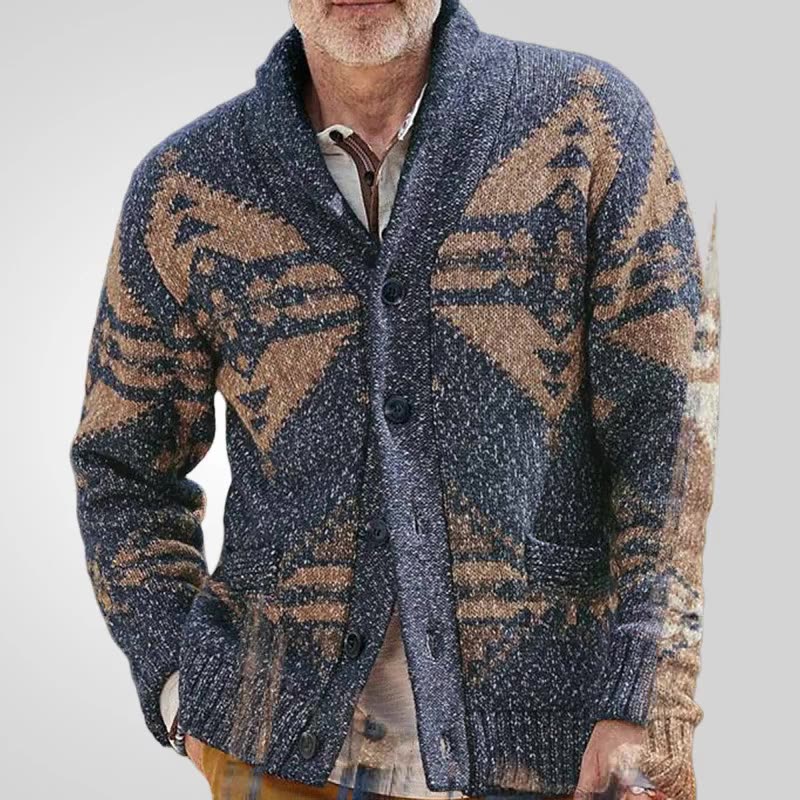 Wholesale Long Sleeve Lapel Collar Button-up Vintage Striped Fashion Oversized Varsity Elegant Cardigan Sweater For Men Sweaters