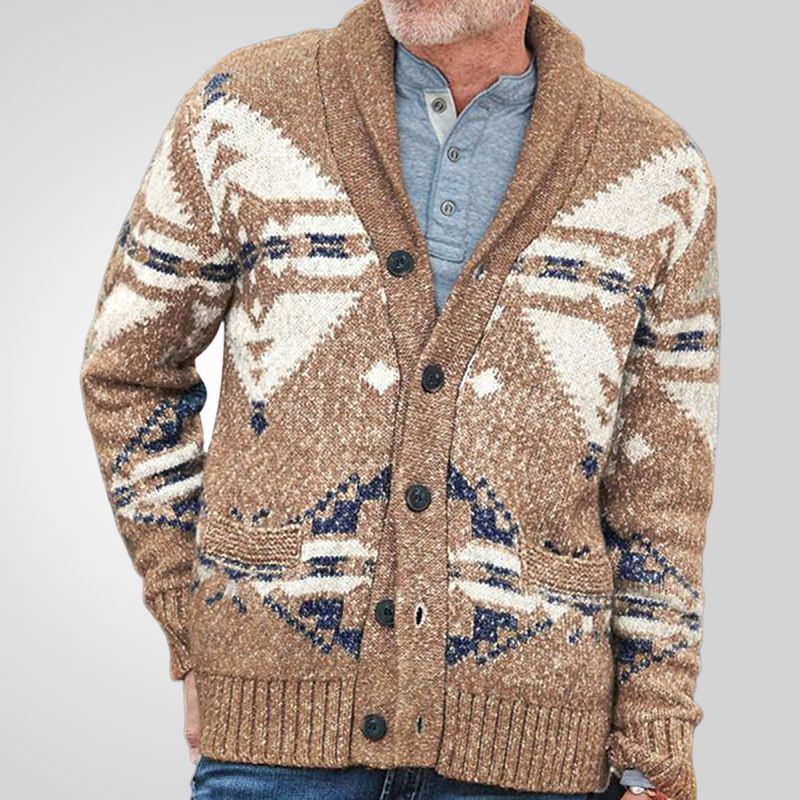 Wholesale Long Sleeve Lapel Collar Button-up Vintage Striped Fashion Oversized Varsity Elegant Cardigan Sweater For Men Sweaters