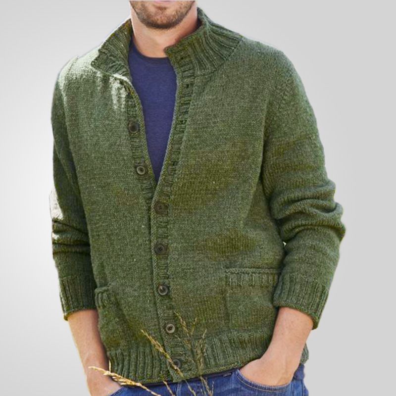 Wholesale Oversized Western Vintage Aztec Style High Neck Autumn Winter Thick Knitted Cardigan Sweater For Men With Collar   Sweaters