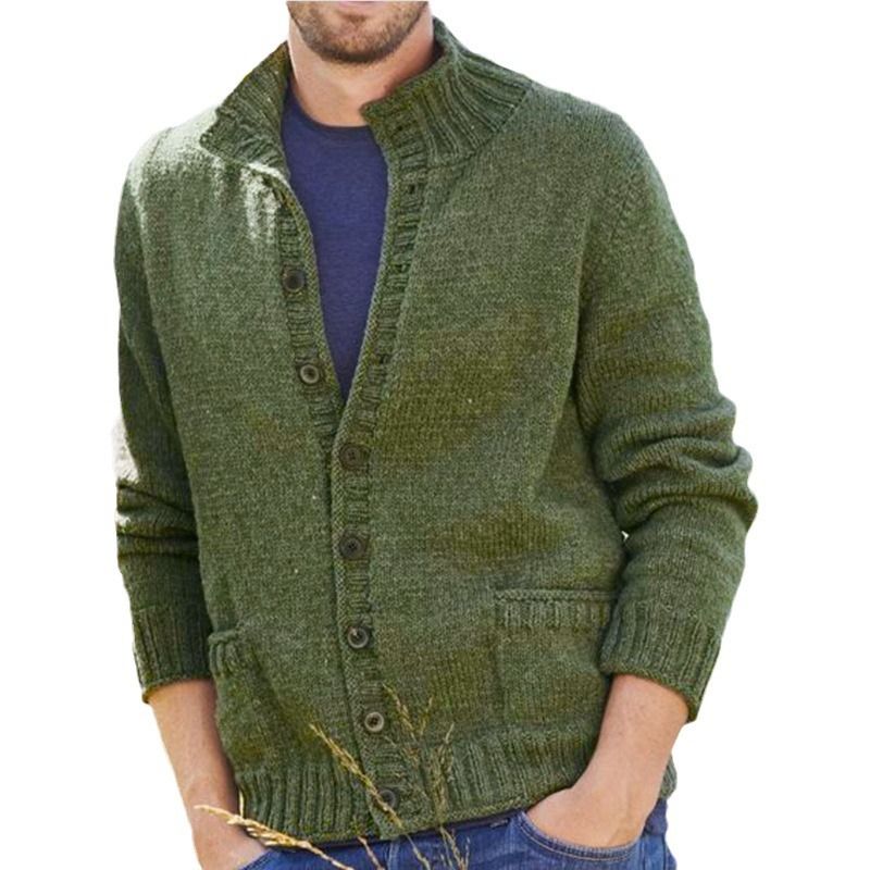 Wholesale Oversized Western Vintage Aztec Style High Neck Autumn Winter Thick Knitted Cardigan Sweater For Men With Collar   Sweaters