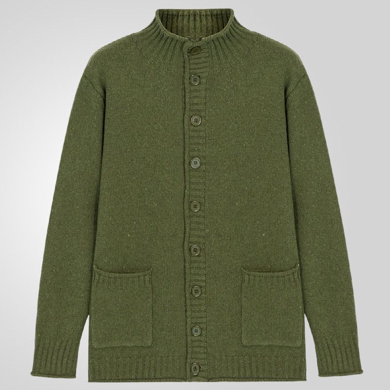 Wholesale Oversized Western Vintage Aztec Style High Neck Autumn Winter Thick Knitted Cardigan Sweater For Men With Collar   Sweaters