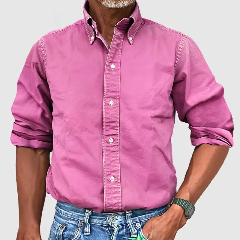 Men Vintage Shirts New Long Sleeve Button Down Shirt Men Casual Worked Shirt Male Chemise Homme Shirts