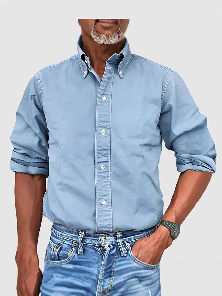 Men Vintage Shirts New Long Sleeve Button Down Shirt Men Casual Worked Shirt Male Chemise Homme  Shirts