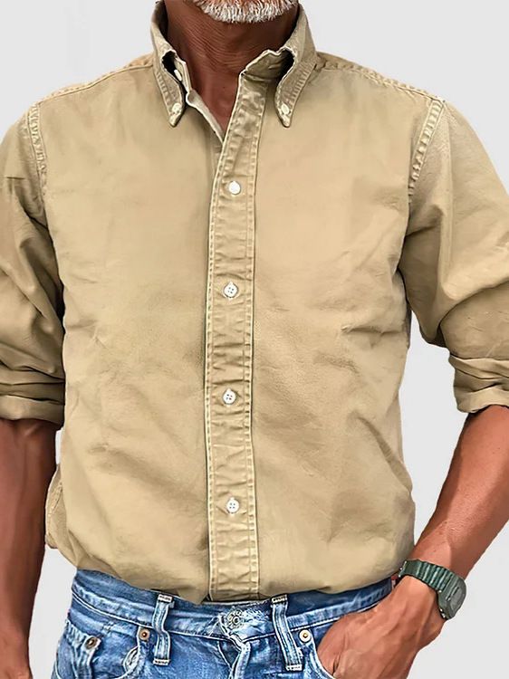 Men Vintage Shirts New Long Sleeve Button Down Shirt Men Casual Worked Shirt Male Chemise Homme  Shirts