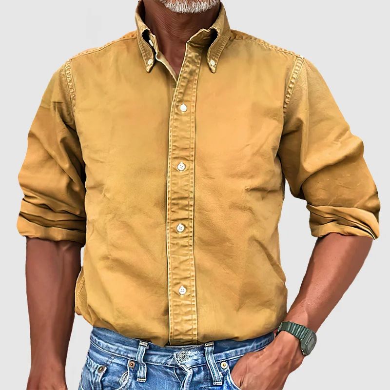 Men Vintage Shirts New Long Sleeve Button Down Shirt Men Casual Worked Shirt Male Chemise Homme  Shirts