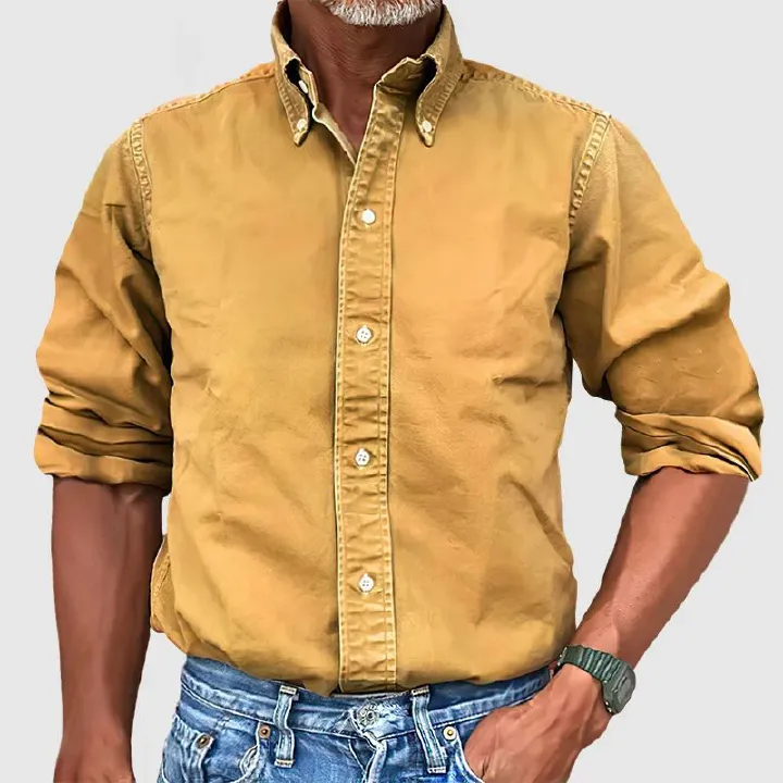 Men Vintage Shirts New Long Sleeve Button Down Shirt Men Casual Worked Shirt Male Chemise Homme  Shirts