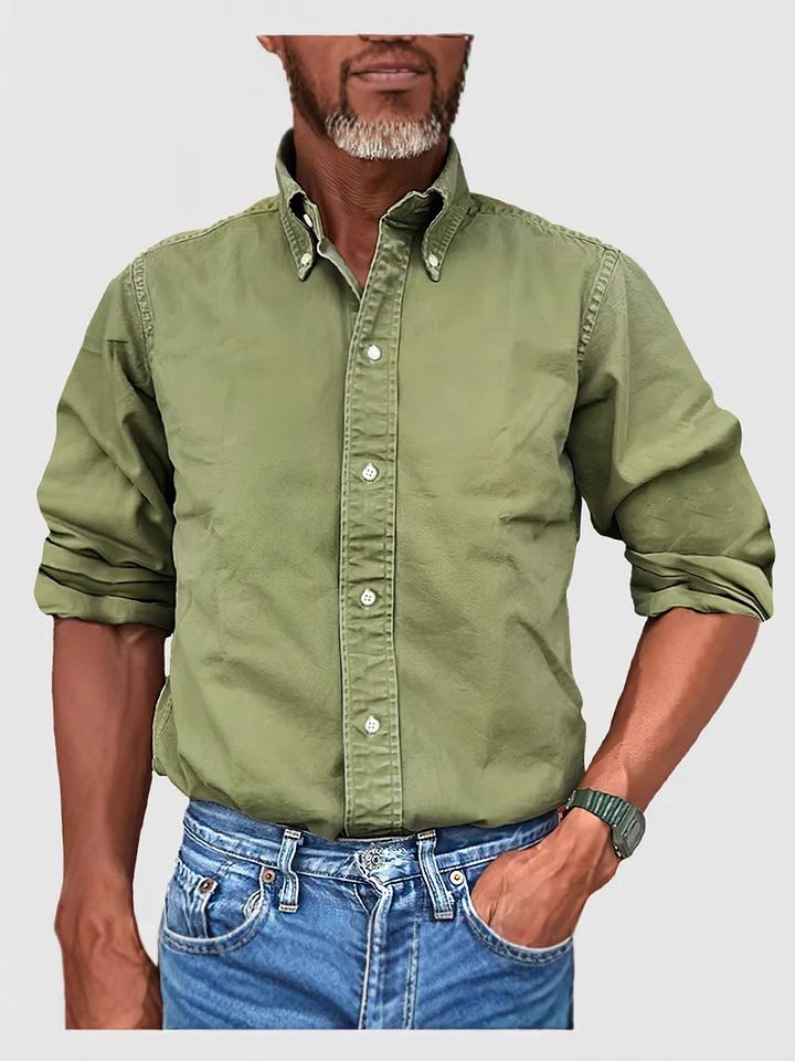 Men Vintage Shirts New Long Sleeve Button Down Shirt Men Casual Worked Shirt Male Chemise Homme  Shirts