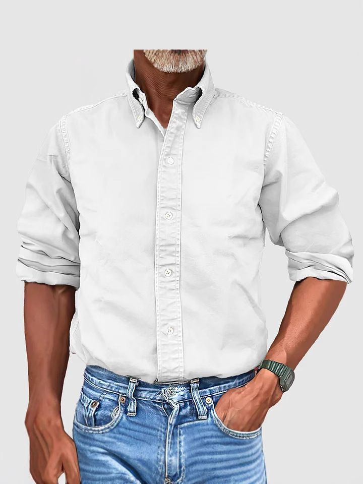 Men Vintage Shirts New Long Sleeve Button Down Shirt Men Casual Worked Shirt Male Chemise Homme  Shirts