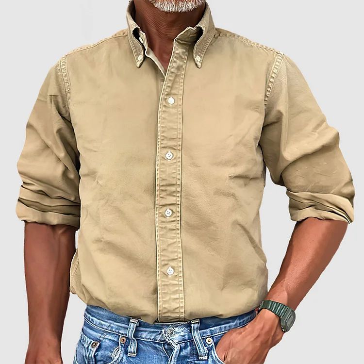 Men Vintage Shirts New Long Sleeve Button Down Shirt Men Casual Worked Shirt Male Chemise Homme  Shirts