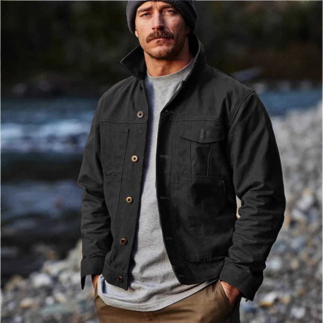 Spring New Men's Windproof Waterproof Locomotive Tooling Canvas oil Wax Jacket Men's Jacket Coats