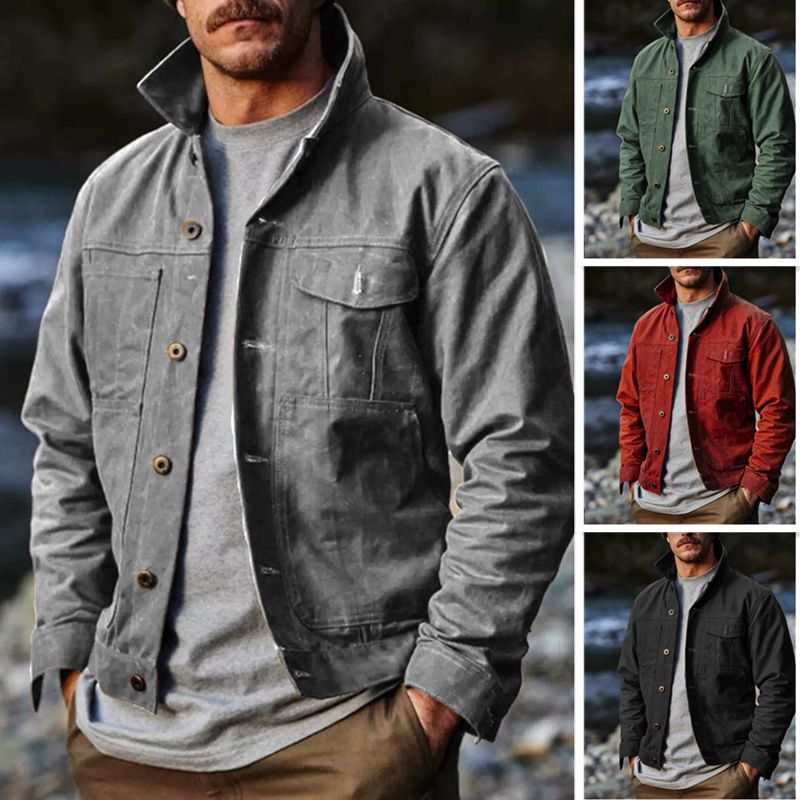 Spring New Men's Windproof Waterproof Locomotive Tooling Canvas oil Wax Jacket Men's Jacket Coats