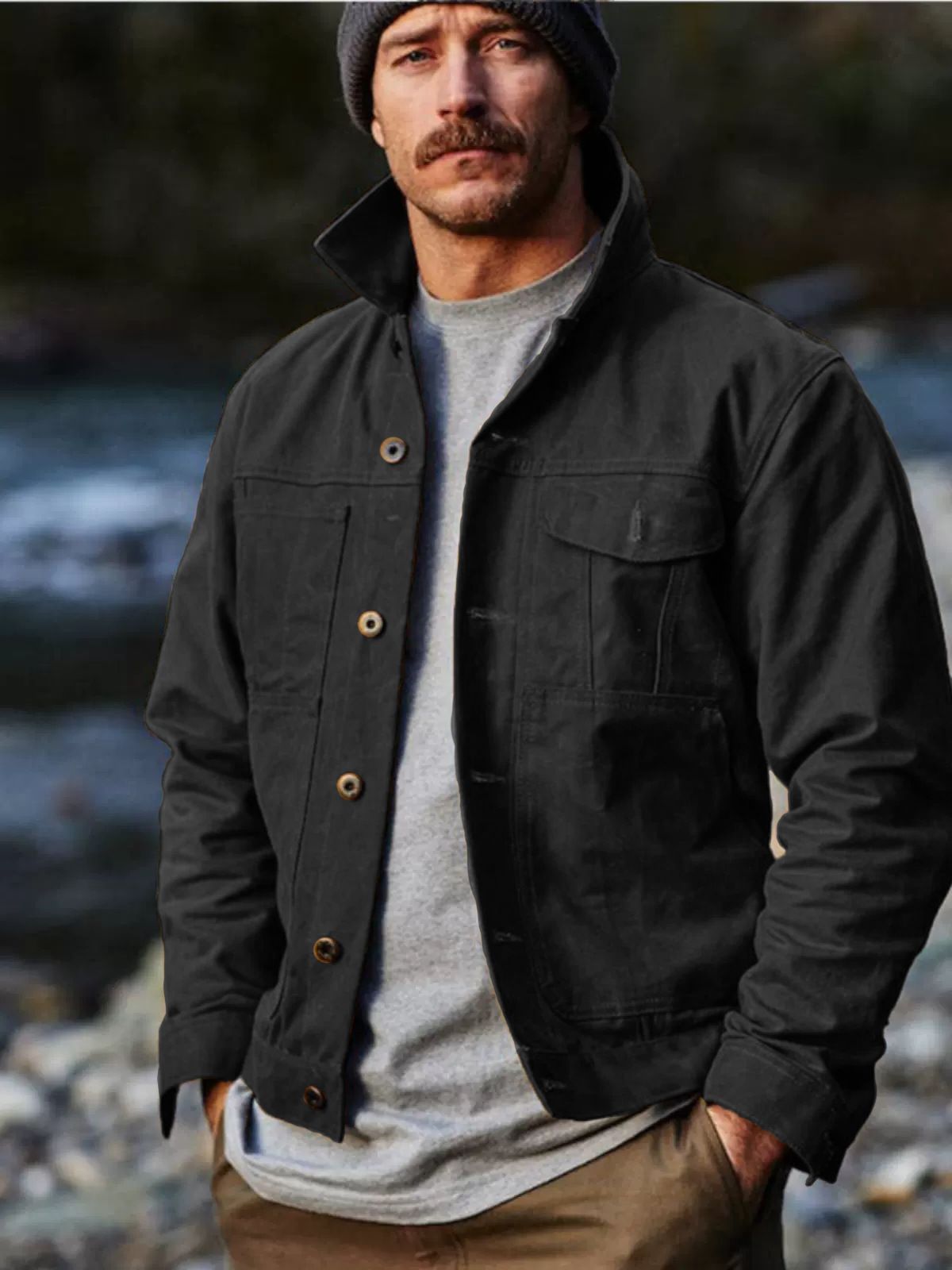 Spring New Men's Windproof Waterproof Locomotive Tooling Canvas oil Wax Jacket Men's Jacket Coats