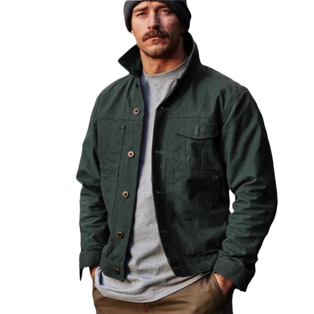 Spring New Men's Windproof Waterproof Locomotive Tooling Canvas oil Wax Jacket Men's Jacket Coats