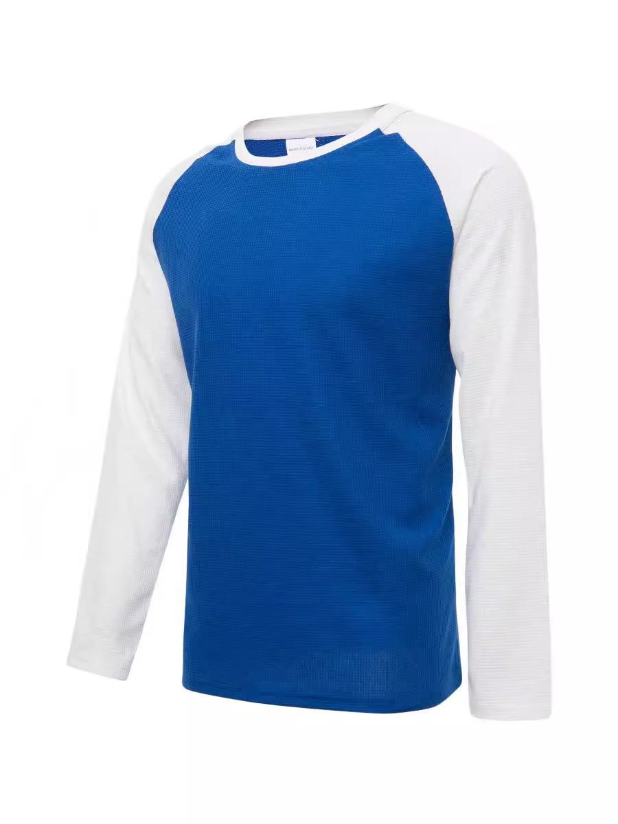 Good Quality Men's Oversize Long Raglan Sleeve Tshirt Custom Plain Black Waffle Tshirt Printing  T-Shirts