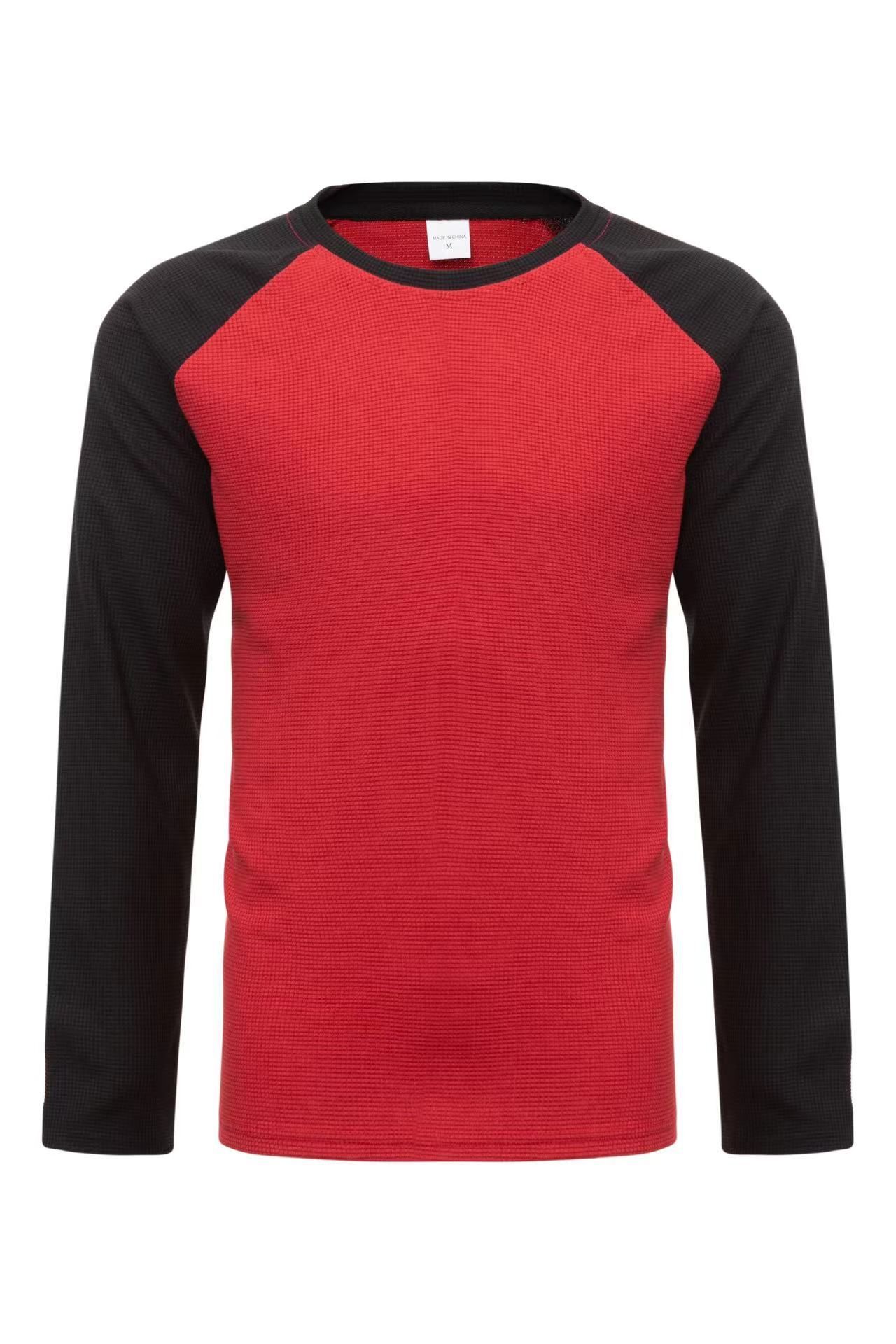 Good Quality Men's Oversize Long Raglan Sleeve Tshirt Custom Plain Black Waffle Tshirt Printing  T-Shirts