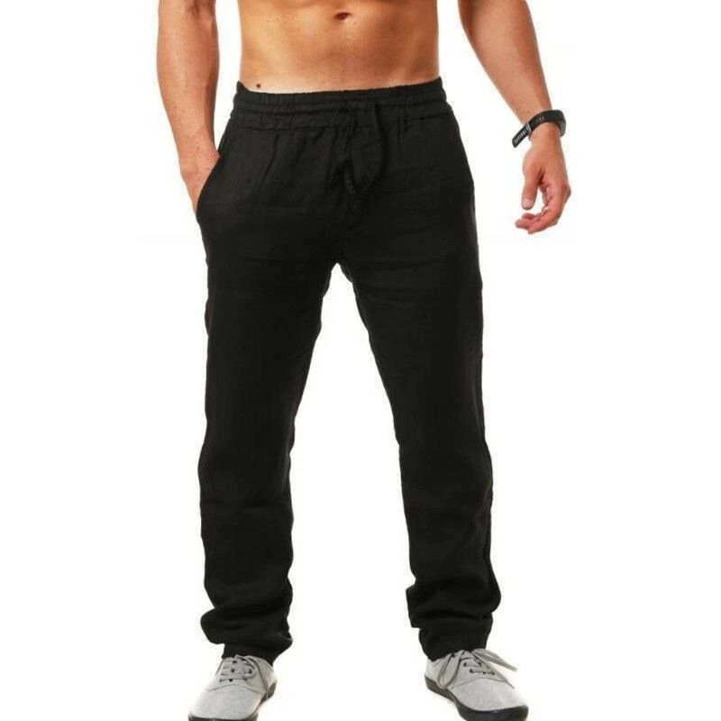 Custom High Quality New Men's Sweatpants Casual Pants Fashion Pencil Natural Linen Pants Trousers For Men Pants Casual