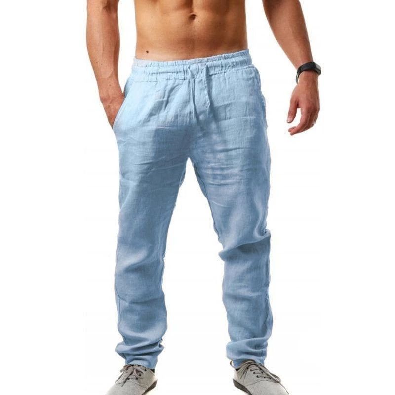 Custom High Quality New Men's Sweatpants Casual Pants Fashion Pencil Natural Linen Pants Trousers For Men Pants Casual