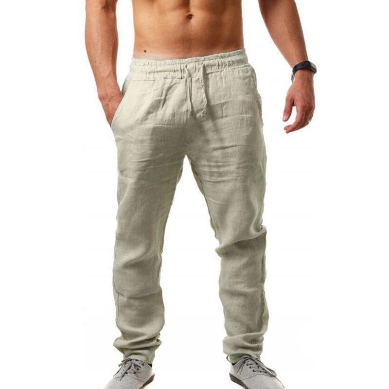 Custom High Quality New Men's Sweatpants Casual Pants Fashion Pencil Natural Linen Pants Trousers For Men Pants Casual