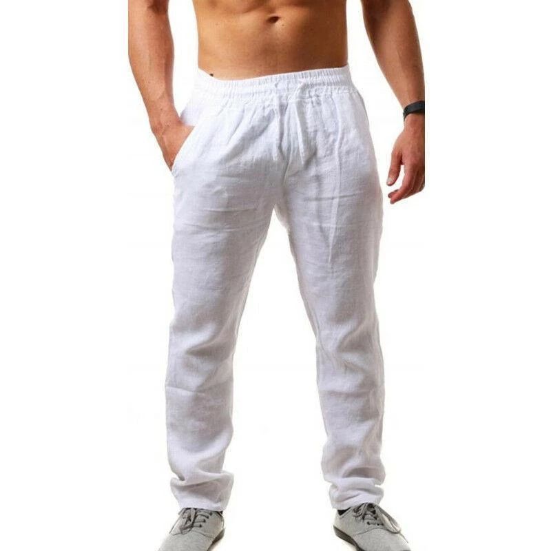 Custom High Quality New Men's Sweatpants Casual Pants Fashion Pencil Natural Linen Pants Trousers For Men Pants Casual
