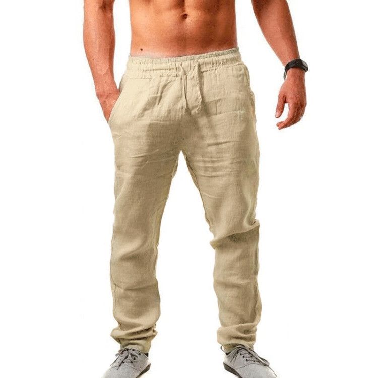Custom High Quality New Men's Sweatpants Casual Pants Fashion Pencil Natural Linen Pants Trousers For Men Pants Casual