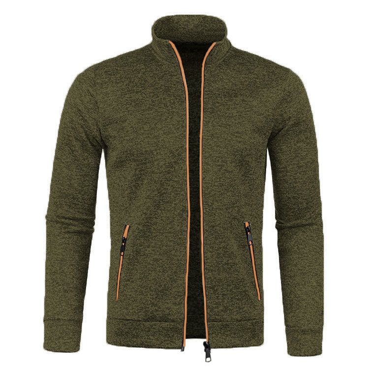 Mens Cardigan Sweater Coat,Slim Full Zip Cardigan JacketTops Pocket Casual Lightweight Stand Collar Sweater Outwear Coats