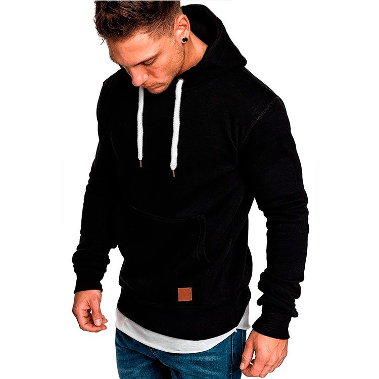 Men's Fall Winter Multi-Color Pullover Hoodie Sweatshirt Polyester Custom Logo Long Length with Hood Plain Pattern  Supply