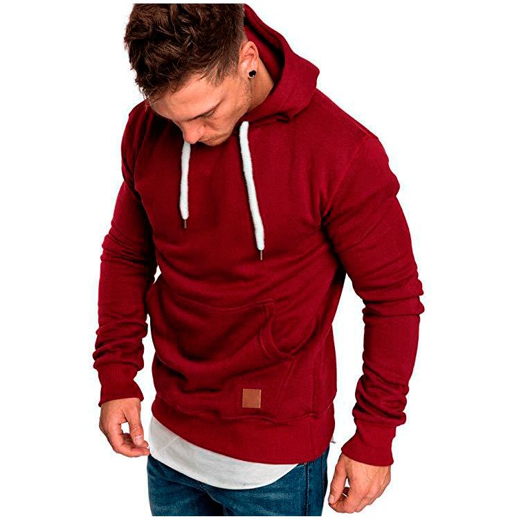 Men's Fall Winter Multi-Color Pullover Hoodie Sweatshirt Polyester Custom Logo Long Length with Hood Plain Pattern  Supply