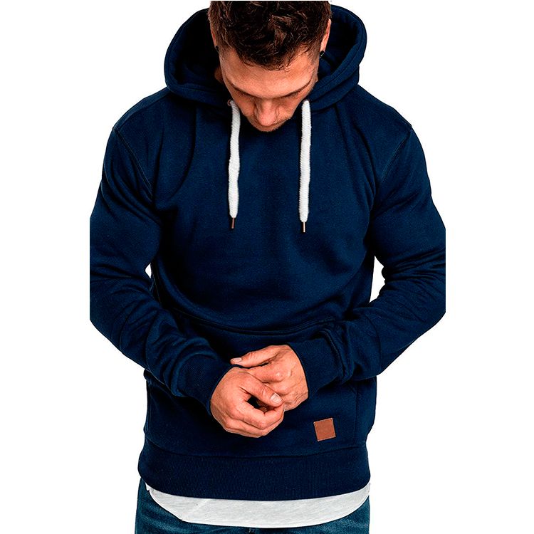 Men's Fall Winter Multi-Color Pullover Hoodie Sweatshirt Polyester Custom Logo Long Length with Hood Plain Pattern  Supply