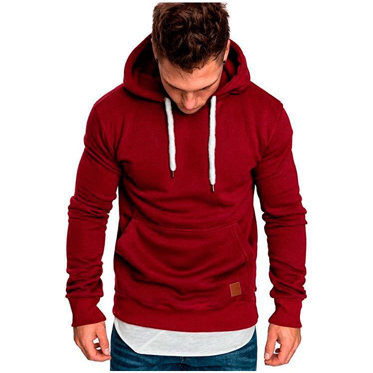 Men's Fall Winter Multi-Color Pullover Hoodie Sweatshirt Polyester Custom Logo Long Length with Hood Plain Pattern  Supply