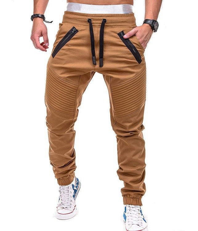 High Quality Men's Sport Jogger Pants New Fashion Casual Cargo Trousers Zipper Pockets Wholesale Woven Fabric Flat Front Style Casual