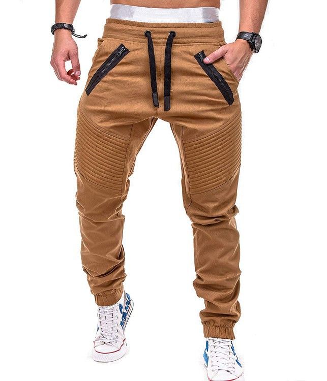 High Quality Men's Sport Jogger Pants New Fashion Casual Cargo Trousers Zipper Pockets Wholesale Woven Fabric Flat Front Style Casual