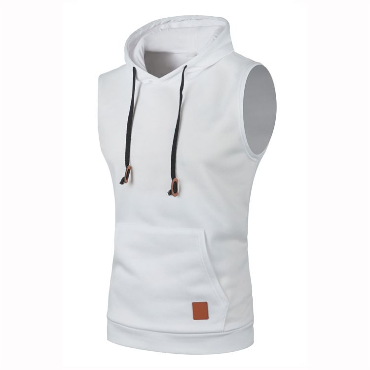 Mens Gym Sleeveless Hoodie Tank Tops Hooded Vest T-Shirt  Men's Clothing  Tops Sweaters