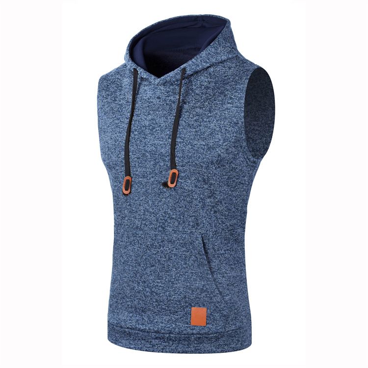 Mens Gym Sleeveless Hoodie Tank Tops Hooded Vest T-Shirt  Men's Clothing  Tops Sweaters
